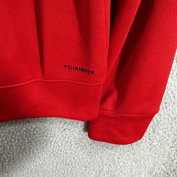Adidas Sweatshirt Men Small Red Fleece Pullover Hoodie Pockets Outdoors Gorpcore - Picture 8 of 9